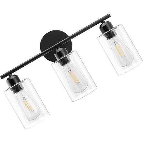 Miroir de salle de bain lumineux, éclairage frontal compatible avec un usage domestique, en fer noir. (1/5)