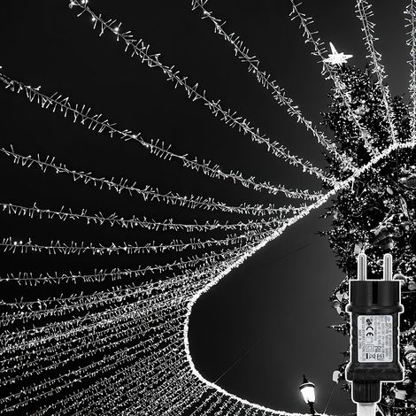 Randaco 200m 1000 LED Lichterkette Eisregen LED-Lichtervorhang Weihnachtsbaumbeleuchtung Weihnachtsbeleuchtung Innen Außen Deko 8 Modi Kaltweiß (1/5)
