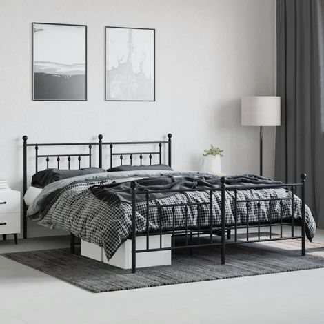 vidaXL Cadre de lit métal sans matelas avec pied de lit noir 180x200cm (1/5)