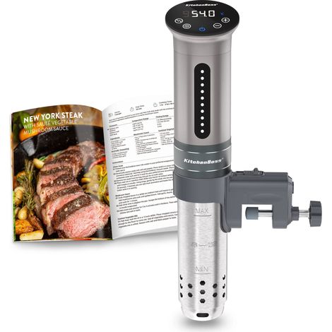 KitchenBoss Sous Vide Roner Cucina a Bassa Temperatura Slow Cooker Circolatore Termico Professionale IPX7 impermeabile,Timer con Touch Screen,Argento (1/5)