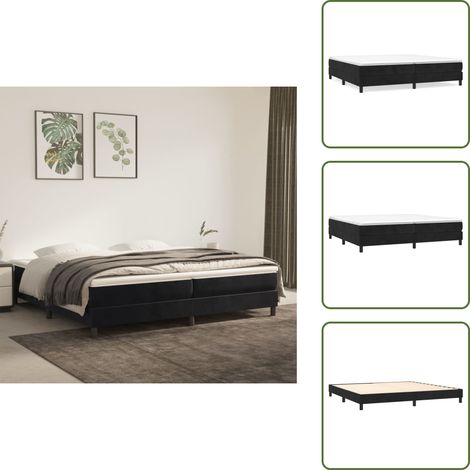 Sommier à lattes de lit et matelas Noir 200x200 cm Velours - Lit Tapissier - Lit Double - Matelas À Ressorts Ensachés - Support Moyen Dur - Housse De Protection De Matelas (1/5)