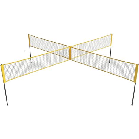 Juego de red de voleibol, diseño de 4 vías, altura ajustable, amarillo. (1/2)