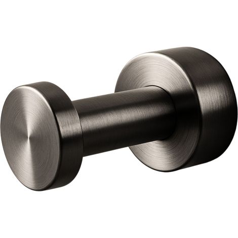 BALNEO - crochet porte-serviettes en acier inox anthracite Gun Metal - crochet de salle de bain QUBE inoxydable - patère murale pour salle de bain
