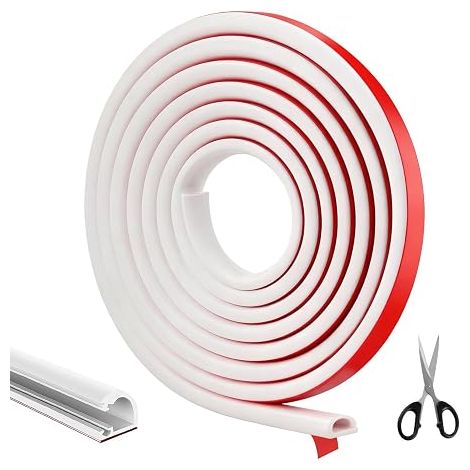 Canalisation de Câbles Blanche Auto-Adhésive 4 Mètres, Canal Flexible, Goulotte Demi-Ronde, Canal Blanc pour Sol, Plafond, Mur TV, Lampe Suspendue