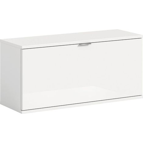ProjektX Schuhschrank Bank 1 Klapptür weiß Hochglanz.