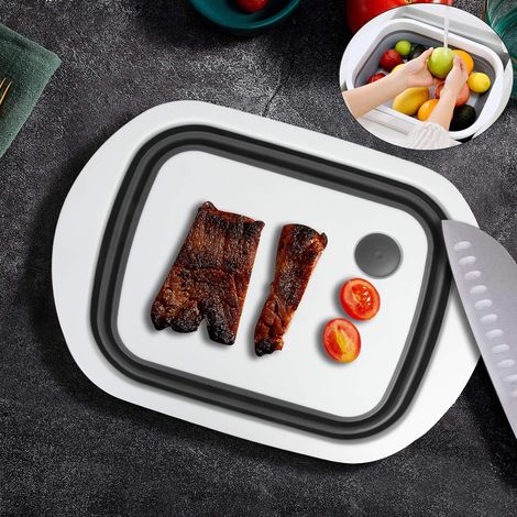 MINKUROW 3-In-1 Tagliere Pieghevole Lavello Da Cucina Ciotola Da Campeggio Cestino Di Immagazzinaggio Pieghevole Cestino Da Campeggio Portatile Tagliere Da Cucina Scolapiatti Lavello Da Cucina Multifu (1/5)