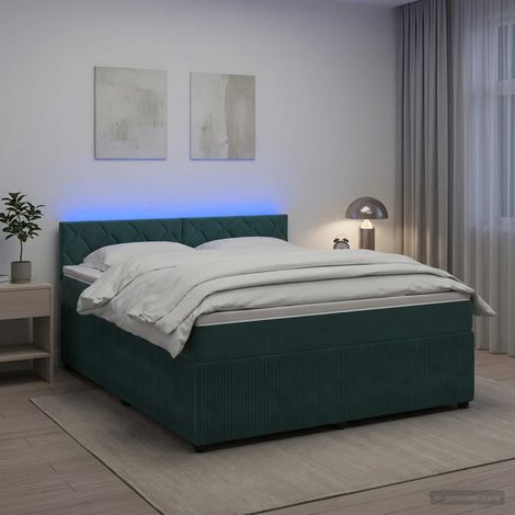 vidaXL Lit boxspring avec matelas Vert foncé 180 x 200 cm Velours (1/5)