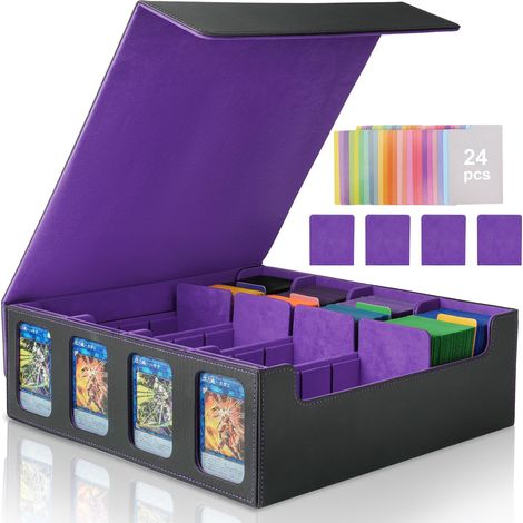 Commander Boîte de rangement pour cartes MTG, boîte de rangement pour cartes à collectionner pouvant contenir plus de 3 000 cartes TCG, boîte de rangement MTG avec 24 intercalaires colorés, boîte de (1/5)