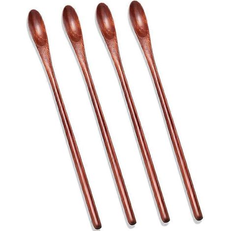 Eistee-Löffel aus Holz, kleiner Rührlöffel, Löffel mit langem Griff, 4 Stück
