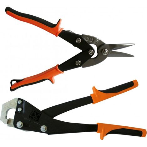 Lot de 2 pinces plaquiste – 1 cisaille à tôle type aviation + 1 pince à sertir - Mondelin