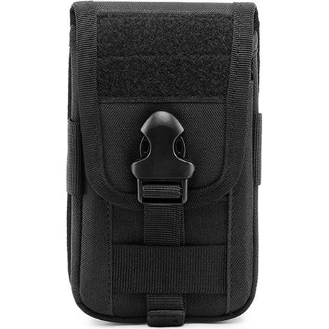 Pochette Téléphone Portable Tactique Sac Ceinture Homme Sacoche Molle Militaire pour Camping Randonnée Voyage Airsoft (Noir) (1/5)