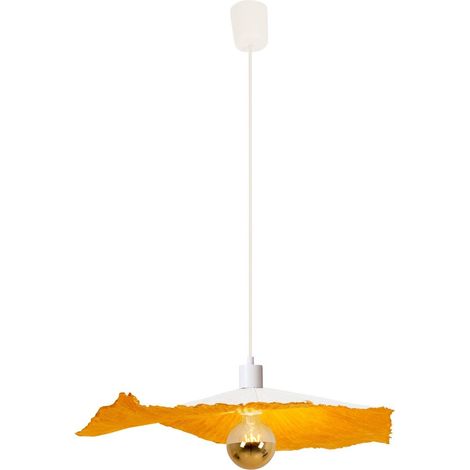 Suspension Design en Papier Enduit Blanc et Or Ø 56 cm Luminaire Modulable Douille E27 - PANGIVO (1/4)