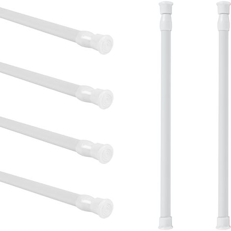 Tringle Rideau Sans Percage Extensible 6 Pièces - Barre de Douche Extensible pour Suspendre Rideau et Armoire (30-50 cm)