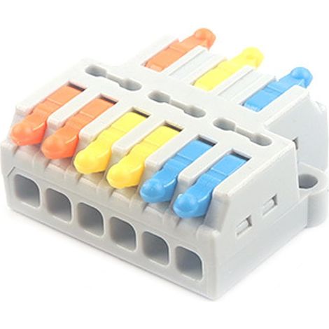 8 Pièces Bornes de Connexion,D3-6 Connecteur Electrique Rapide 3 entrée 6 sorties, Conducteur Compact Fils Connecteurs, 0.08-2.5(4.0) mm²,250V,32A,avec levier de commande (1/5)