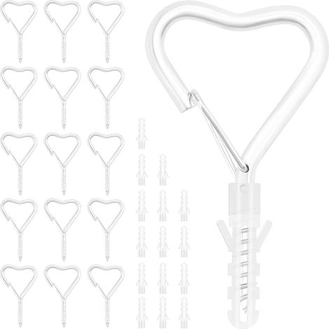 15 Pièces Extérieur Q-Hanger, Crochets à Vis avec Boucle de Sécurité, Crochets avec Sécurité pour Suspendre des Plantes en Pot, Décorations de Noël, Lanternes (Blanc) (1/5)