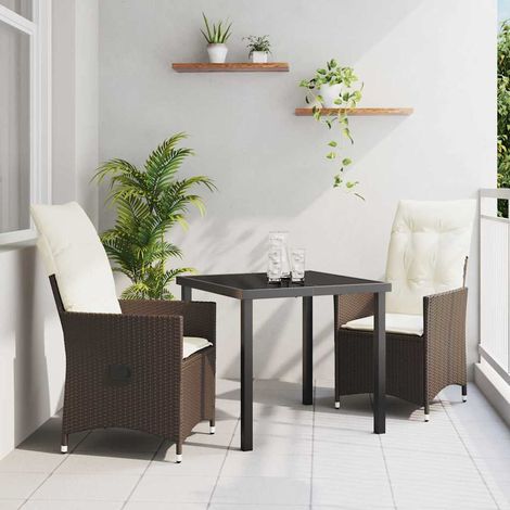 Ensemble de salle à manger pour jardin 3 pcs-Salon de jardin Marron polyrotin 468287 (1/5)