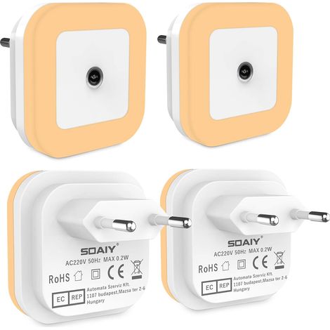 ZOLGINAH 4pcs Veilleuse/Lampe de Nuit LED de 0,5W Automatique avec Capteur de Lumière pour Chambre d’Enfant/Toilette/Entrée/Escalier/Couloir/Passage (Lumière Blanche Chaude) (1/5)