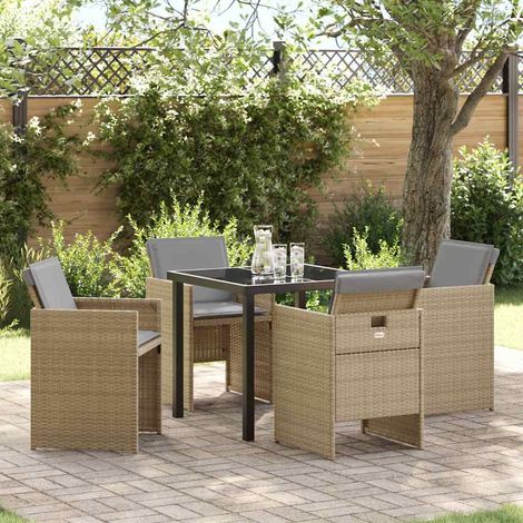 Ensemble de salle à manger pour jardin 5 pcs-Salon de jardin Beige polyrotin 729438 (1/5)