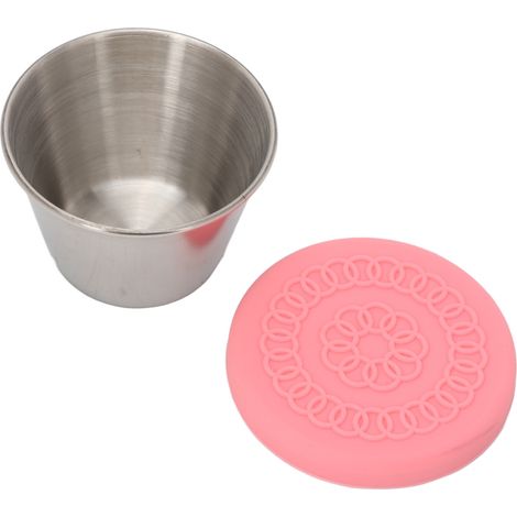 Mini Pot en Acier Inoxydable 70ml avec Couvercle Rose en Silicone pour Sauce et Cosmétiques - Récipient Étanche pour Cuisine et Beauté (1/5)
