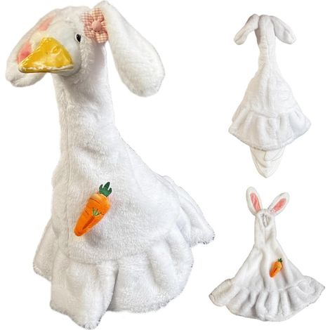 Disfraz de conejito de Pascua para el ganso de porche, disfraz de ganso de jardín para la Pascua de primavera, ropa de conejito de césped adecuada para gansos decorativos de 58 cm de altura hechos de  (1/5)
