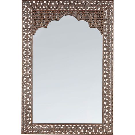 Beliani – Miroir mural oriental rectangulaire en métal cuivré – 60x90 cm – Finition brillante pour salon ou entrée – Décoratif et fonctionnel