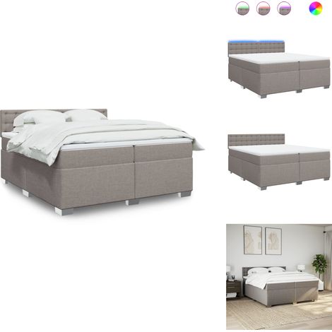 Boxspringbett mit Matratze Taupe 200x200 cm Stoff - Boxspringbett - Doppelbett - Liegefläche 200x200 Cm - Bettenrahmen - Kopfteil (1/5)