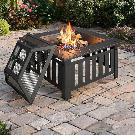Brasero coloris noir en kaltgewalzter acier 67 x 67 x 47 cm (1/5)