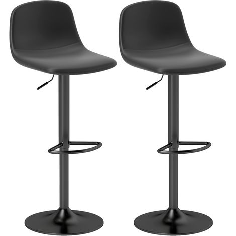 Set 2 sgabelli da bar girevoli regolabili in altezza in similpelle nera MODENUIT (1/4)