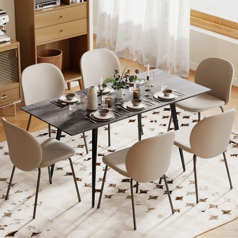 Table de salle à manger extensible. Table extensible pour 6 à 8 personnes. Table de cuisine avec pieds en acier massif. (1/5)