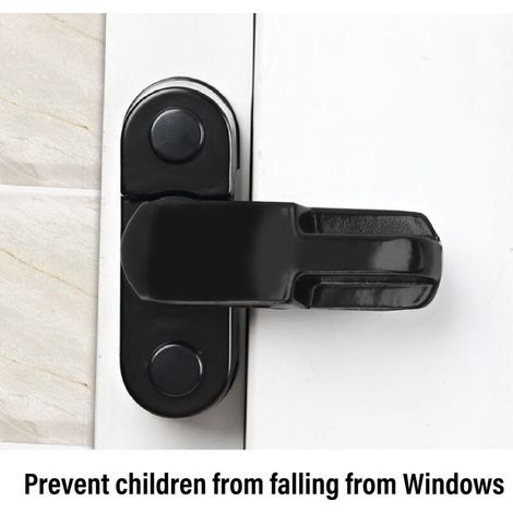 Serrure Fenêtre à Type T Anti-Enfants Sécurisée - Sécurité Maison Noir Aluminium (1/4)