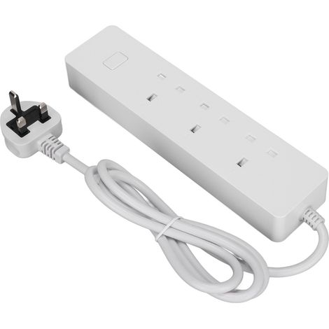 Intelligente WLAN-Steckdosenleiste mit 3 AC-Steckdosen und 2 USB-Anschlüssen, für Zuhause, Schule, Büro, UK-Stecker 100–240 V