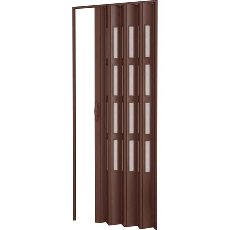 Puerta plegable de interior en kit con vidrios de PVC mod. Sonia Nuez 82x220 cm