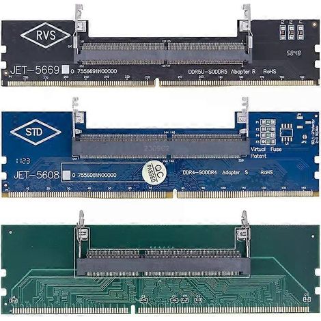 DDR3/DDR4/DDR5-zu-SO-DIMM-Adapteranschlüsse für Laptop-RAM-Speicher (DDR3/4/5) – SO-DIMM auf DIMM-Riser (240-Pin/288-Pin) für Desktop-PCs (1/4)