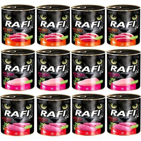 Rafi Cat Katzenfutter 12 x 400g Mischung aus Dolina Noteci Geschmacksrichtungen