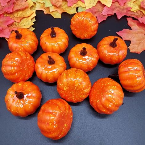 Citrouille Artificielle - En Mousse - Décoration Automnale et Halloween - 12 Pièces - 6 x 6,5 cm (1/5)