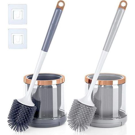 Set mit 2 Toilettenbürsten und Halter mit Pinzette mit langem Griff, Toilettenbürste zur gründlichen Reinigung (1/5)