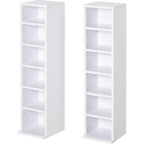 Lot de 2 étagères colonnes blanches – Dimensions 21L x 22,5l x 88,5H cm – 12 niches pour rangement – Panneau de particules E1 – MH