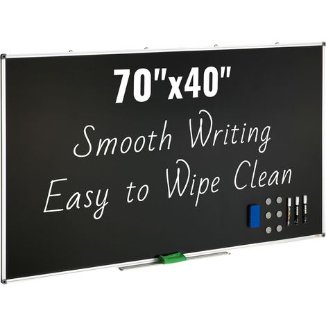 VEVOR Lavagna Nera, Lavagna Grande 175 x 100 cm con Telaio in Alluminio, Lavagna Cancellabile a Secco, Include 1 Salvietta Magnetica e 3 Pennarelli Cancellabili a Secco, Superficie Nera