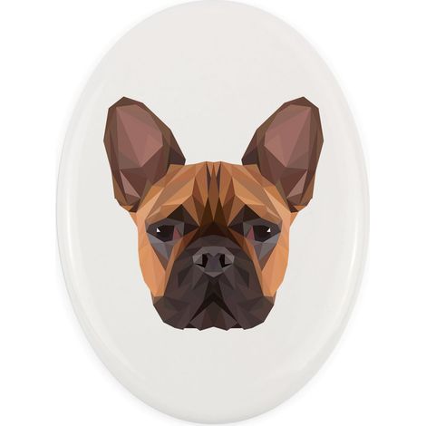 Bulldog francese - piatto con foto e iscrizione geometrica di Art-Dog (1/4)