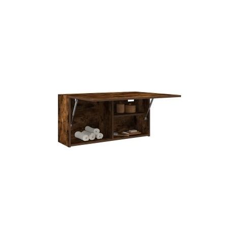 Armoire murale de bain chêne fumé 80x25x40 bois d'ingénierie (1/5)