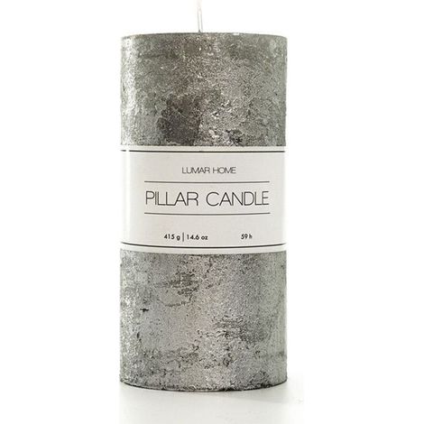 TrAdE Shop Traesio - Set 12 Pz Candela A Colonna Argento 140x70mm Uso Decorativo Da 415g Durata 59h 032234 -
