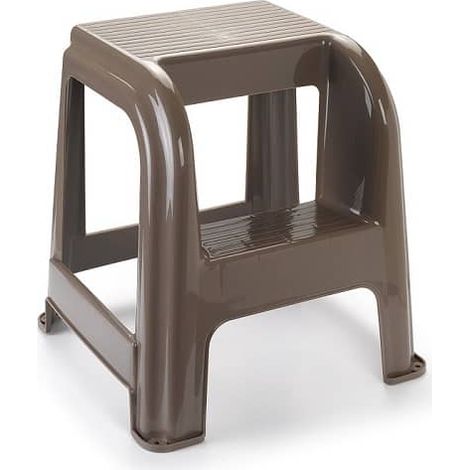Taburete de plastico con escalon  Marron