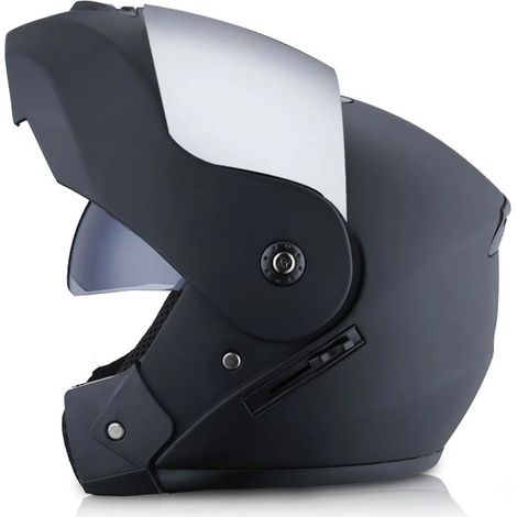 1 casque intégral, pour moto et vélo électrique, avec double rétroviseur, usage quatre saisons, protection complète tête-visage-yeux (1/5)