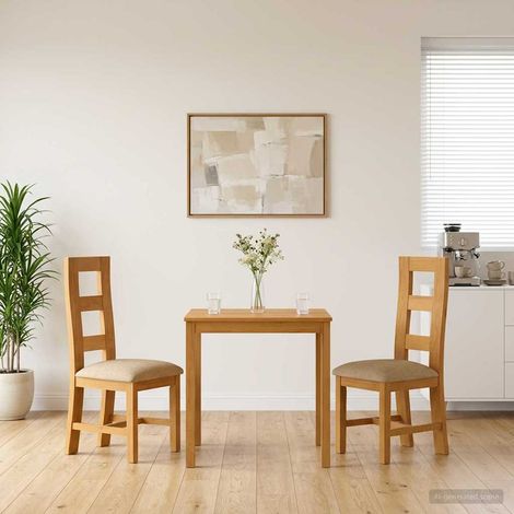 vidaXL Ensemble de salle à manger 3 pc Beige Bois de chêne massif (1/5)