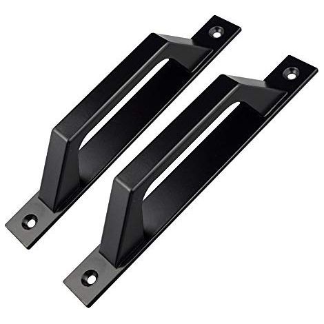 Lot de 2 poignées de porte en forme de D pour portails de jardin en bois Noir 200 mm (1/5)