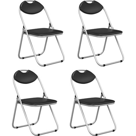 Set di 4 sedie pieghevoli, struttura in metallo, sedute imbottite
