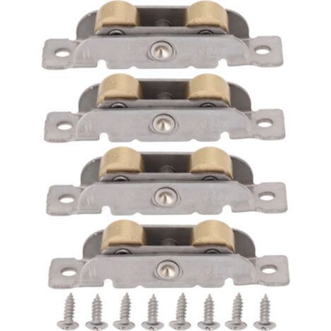 Ensemble de 4 roulettes pour porte-fenêtre coulissante, en acier inoxydable et cuivre, avec roulement à billes pour verre plat.