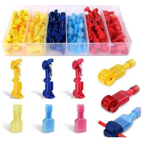LaBlanc – 120-teiliges Set T-Connecto-Drahtverbinder, Schnellanschlussklemmen, T-Abzweigverbinder, vollisolierte Anschlussklemmen – 40 Stück blau, 40 Stück gelb, 40 Stück rot (1/5)