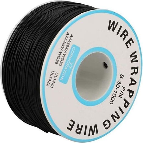 200m Rouleau de Câble Électrique 0.25mm 30AWG 80℃ Câble de Test Isolant PVC Fil Électrique en Cuivre Etamé à un Noyau(Noir) (1/4)