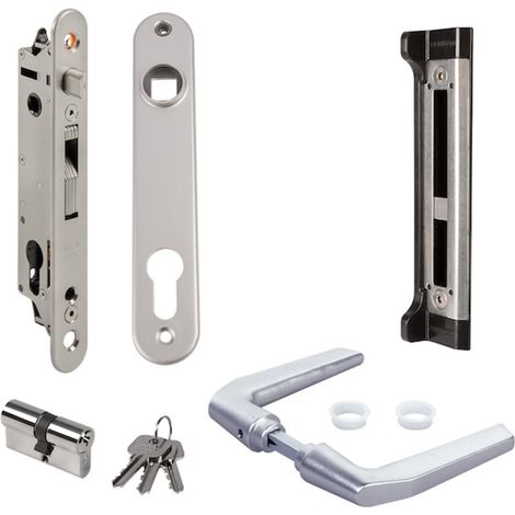 Serrure à encastrer de portail à cadre tubulaire à cylindre européen FORTYLOCK SET complète - LOCINOX